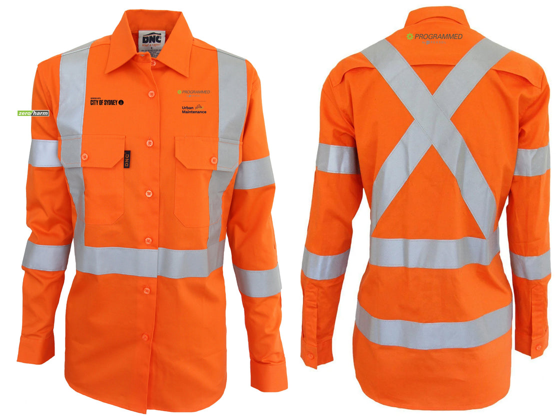 LADIES HI VIS 3 WAY VENTED X BACK SHIRT - ORANGE