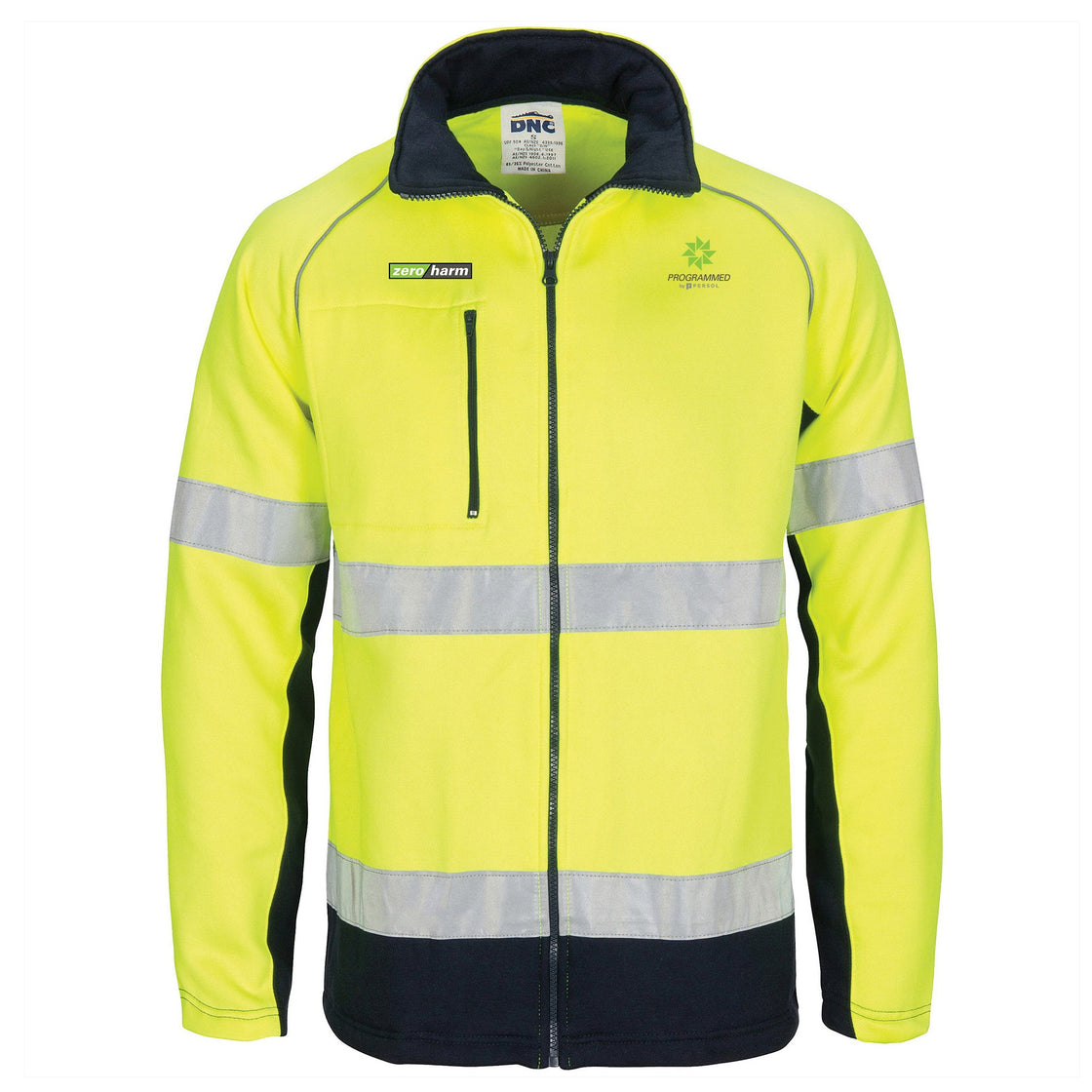 HIVIS TWO TONE FLEECE ZIP SWEATSHIRT - YELLOW/NAVY