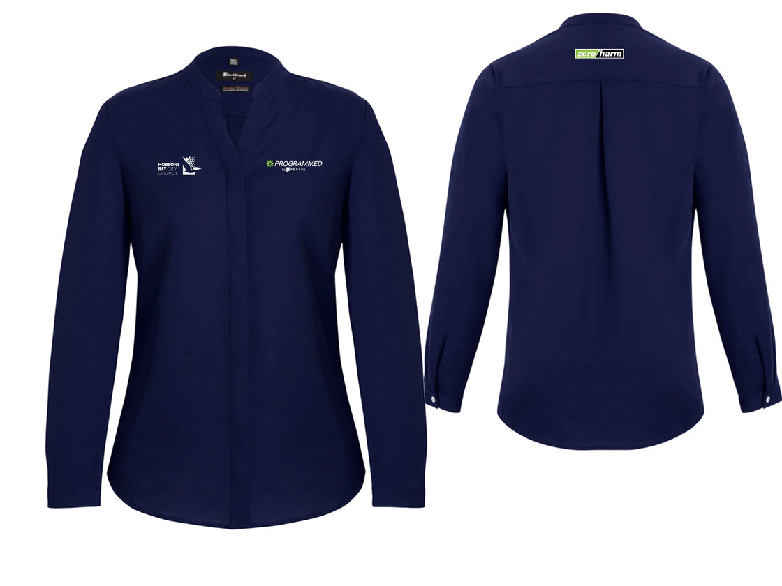 WOMENS JULIETTE LONG SLEEVE BLOUSE - NAVY