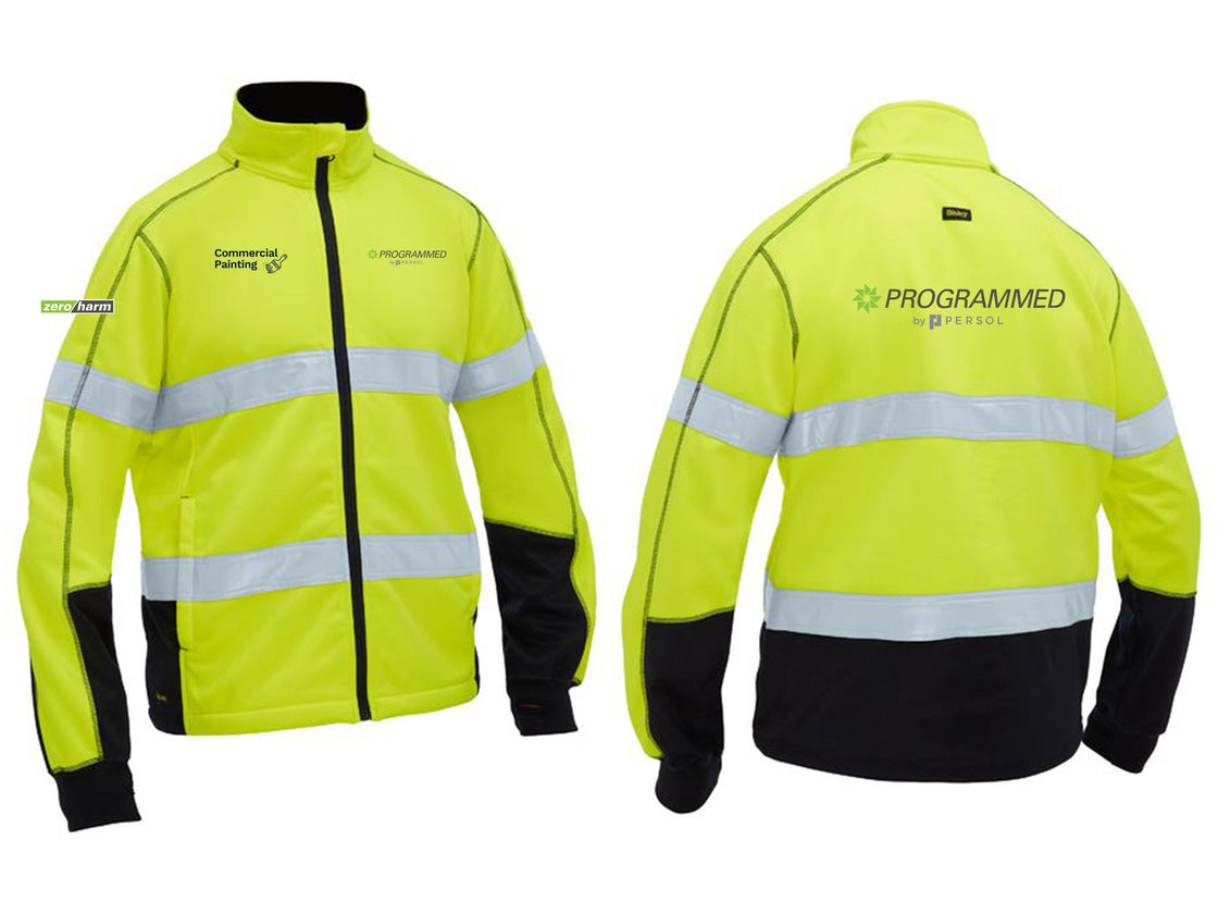 MENS TAPED HI VIS ZIP FRONT FLEECE - YELLOW/NAVY