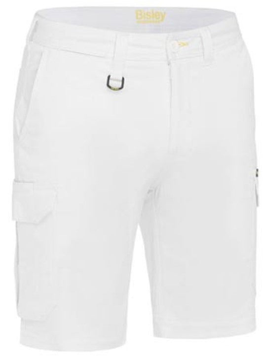STRETCH COTTON DRILL CARGO SHORT - WHITE