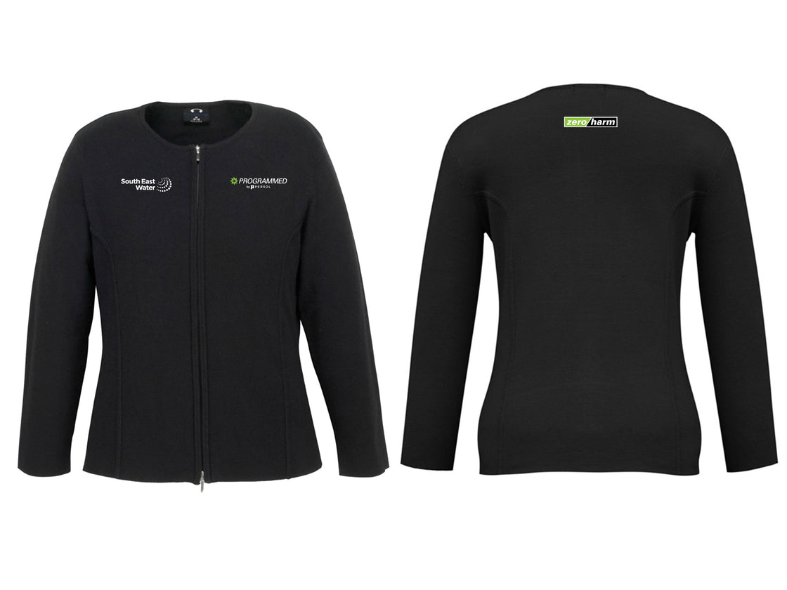 WOMENS 2-WAY ZIP CARDIGAN - BLACK