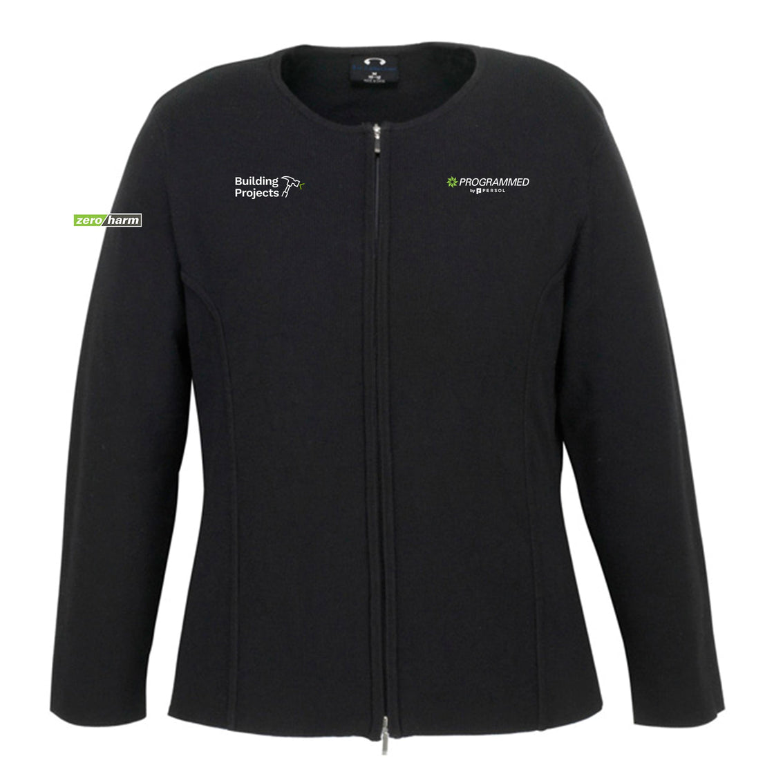 WOMENS 2-WAY ZIP CARDIGAN - BLACK