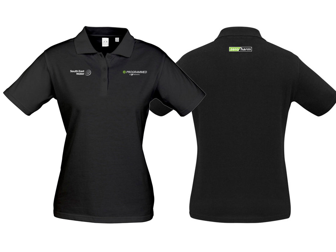 WOMENS ICE SHORT SLEEVE POLO - BLACK