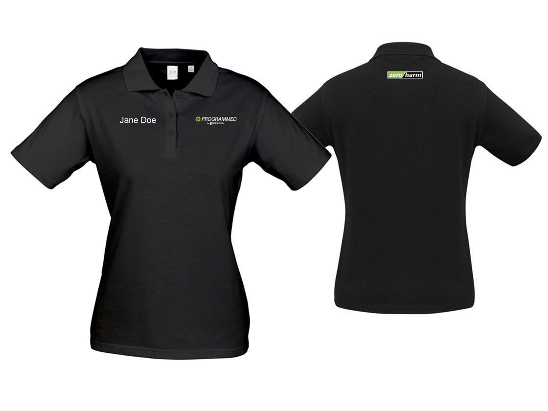 PERSONALISED WOMENS ICE S/S POLO - BLACK