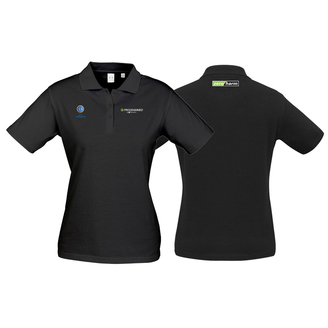 WOMENS ICE SHORT SLEEVE POLO - BLACK