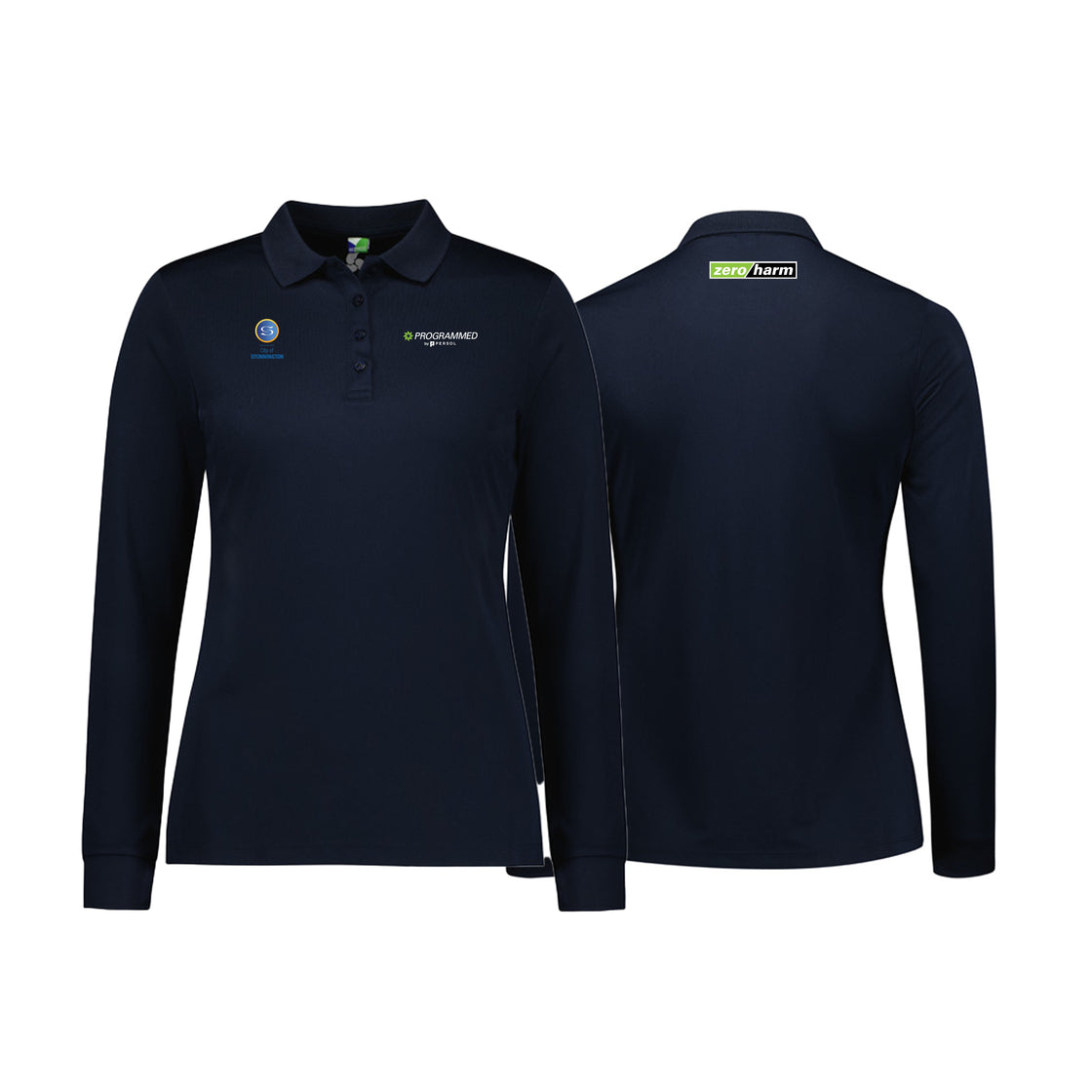 WOMENS ACTION LONG SLEEVE POLO - NAVY
