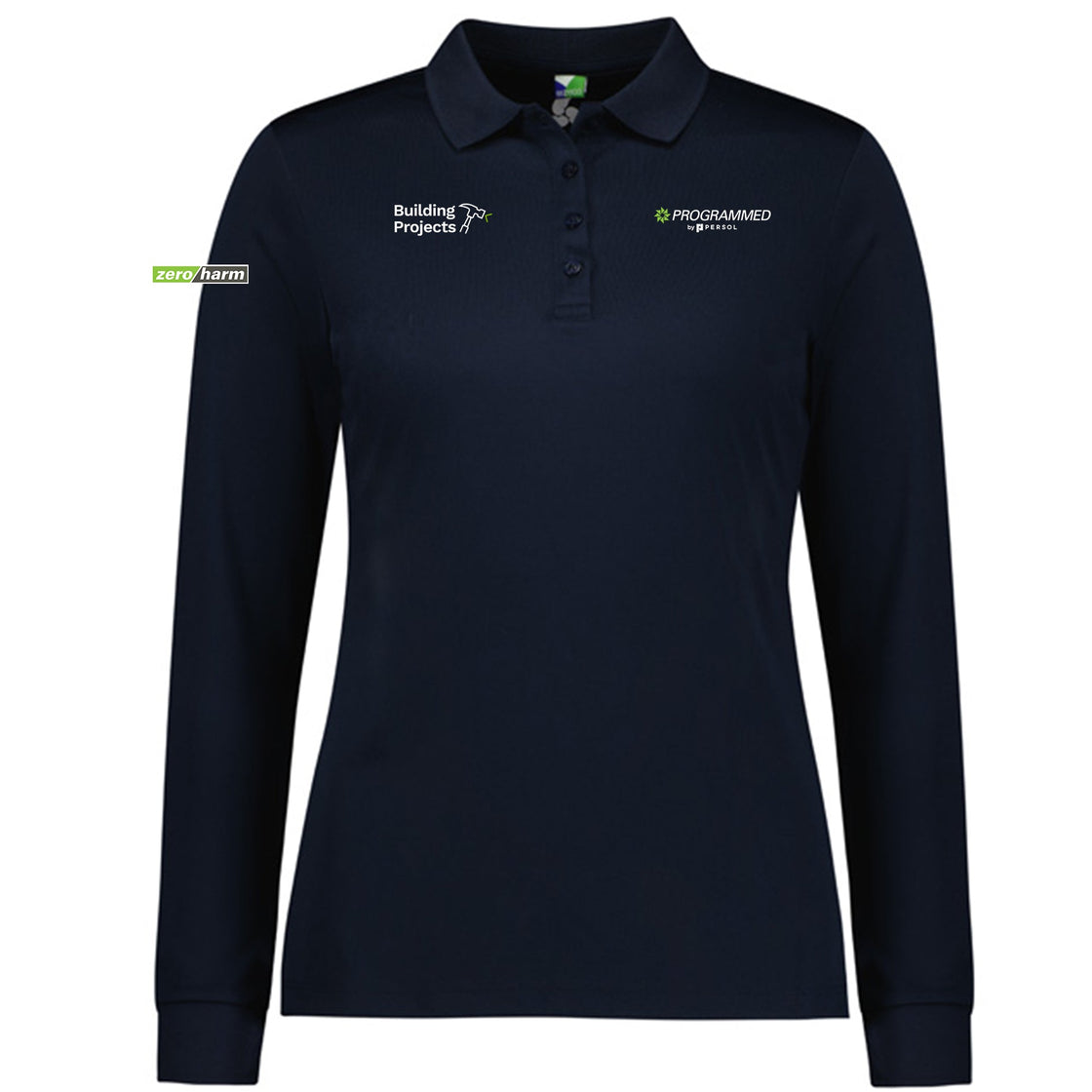 WOMENS ACTION LONG SLEEVE POLO - NAVY