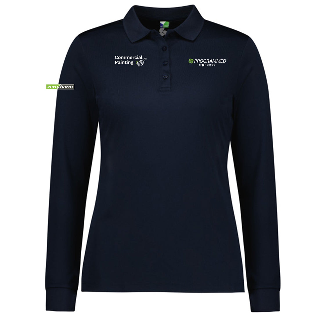 WOMENS ACTION LONG SLEEVE POLO - NAVY