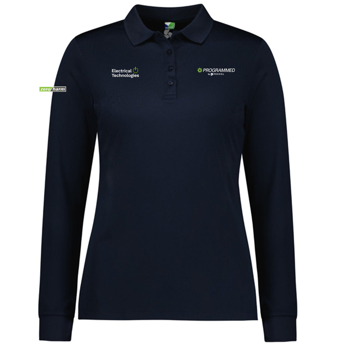 WOMENS ACTION LONG SLEEVE POLO - NAVY