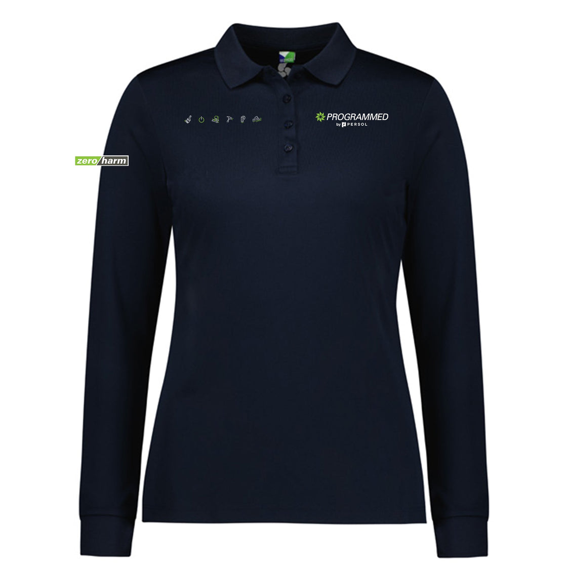 WOMENS ACTION LONG SLEEVE POLO - NAVY
