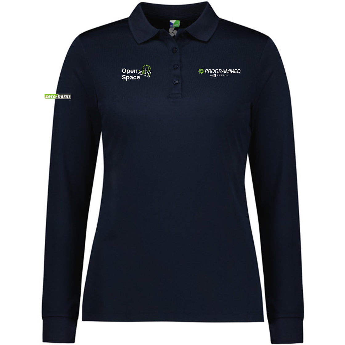 WOMENS ACTION LONG SLEEVE POLO - NAVY