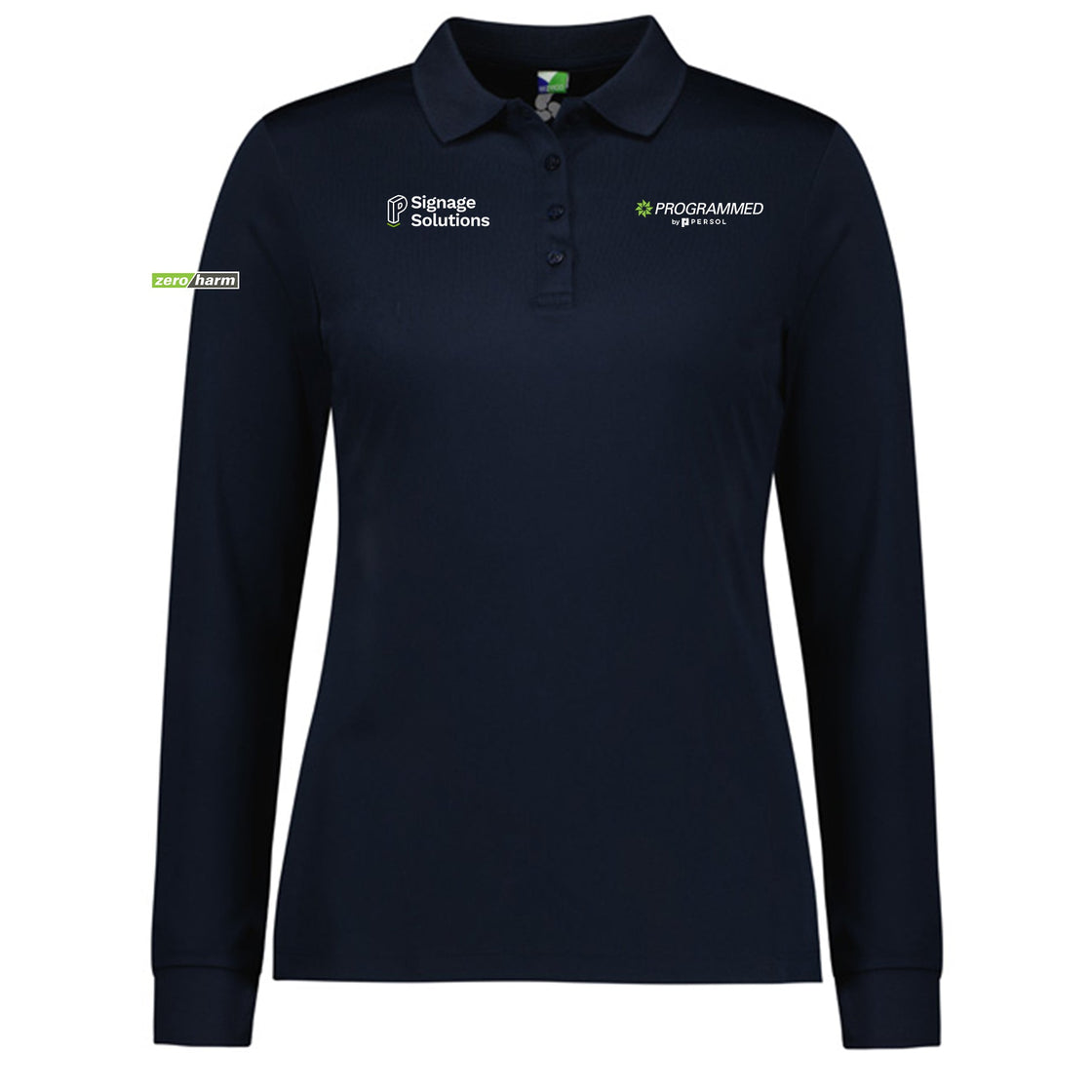 WOMENS ACTION LONG SLEEVE POLO - NAVY