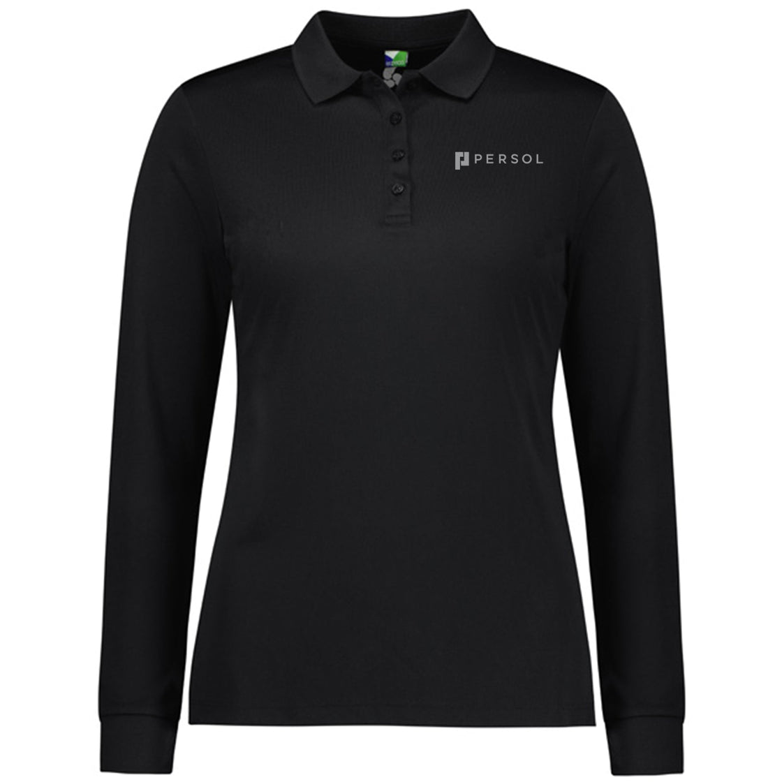 WOMENS ACTION LONG SLEEVE POLO - BLACK