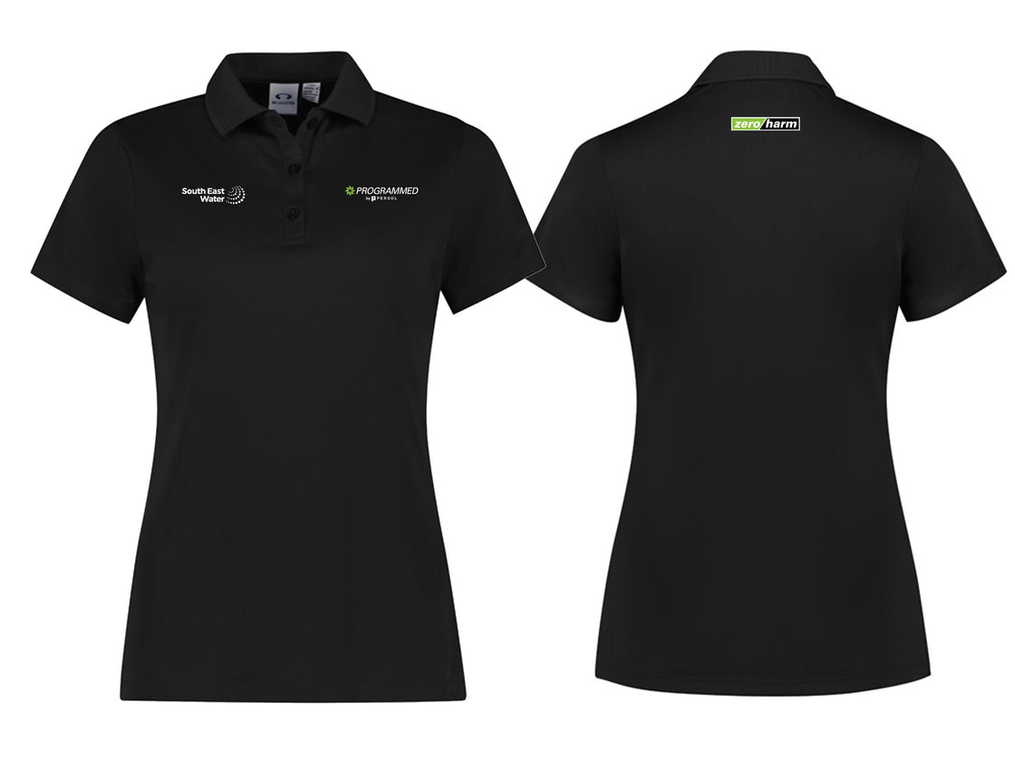 WOMENS ACTION SHORT SLEEVE POLO - BLACK