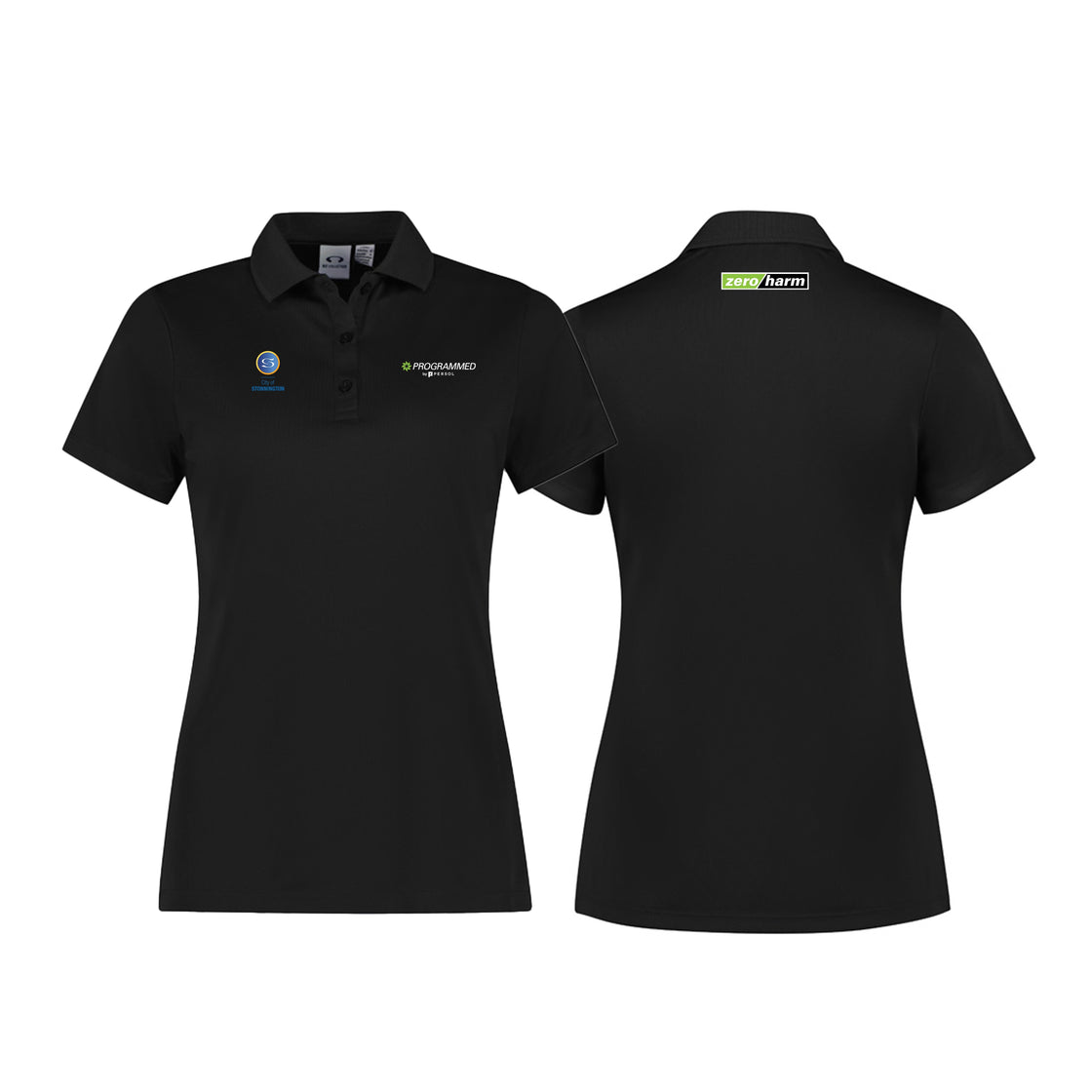 WOMENS ACTION SHORT SLEEVE POLO - BLACK