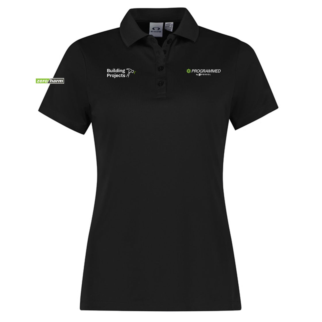 WOMENS ACTION SHORT SLEEVE POLO - BLACK