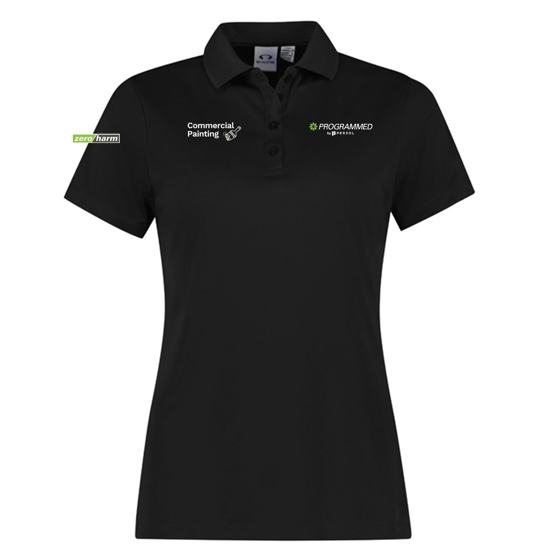 WOMENS ACTION SHORT SLEEVE POLO - BLACK