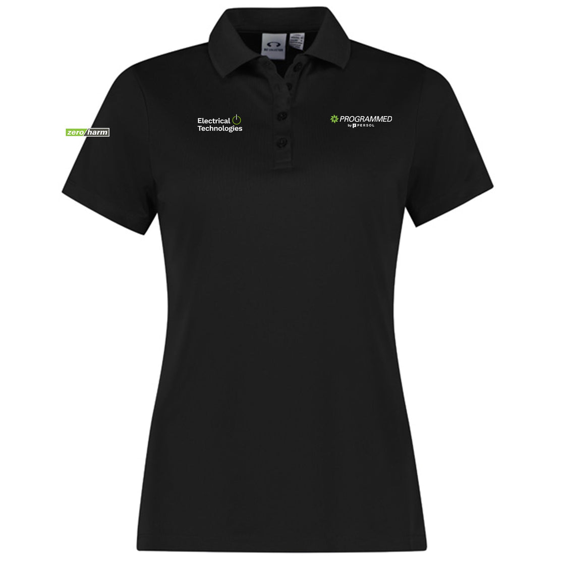 WOMENS ACTION SHORT SLEEVE POLO - BLACK