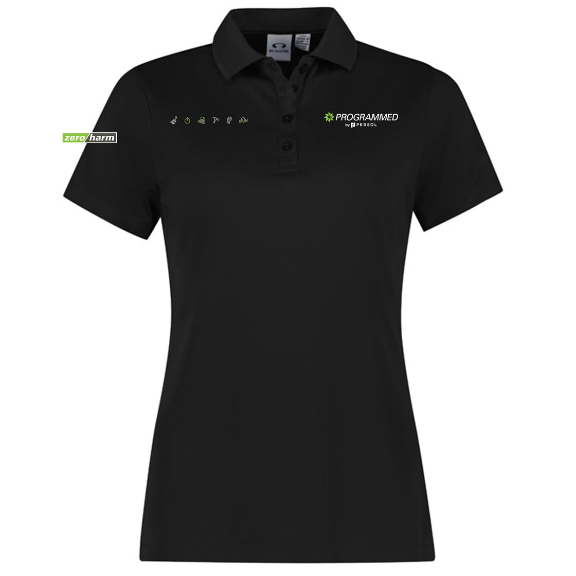 WOMENS ACTION SHORT SLEEVE POLO - BLACK