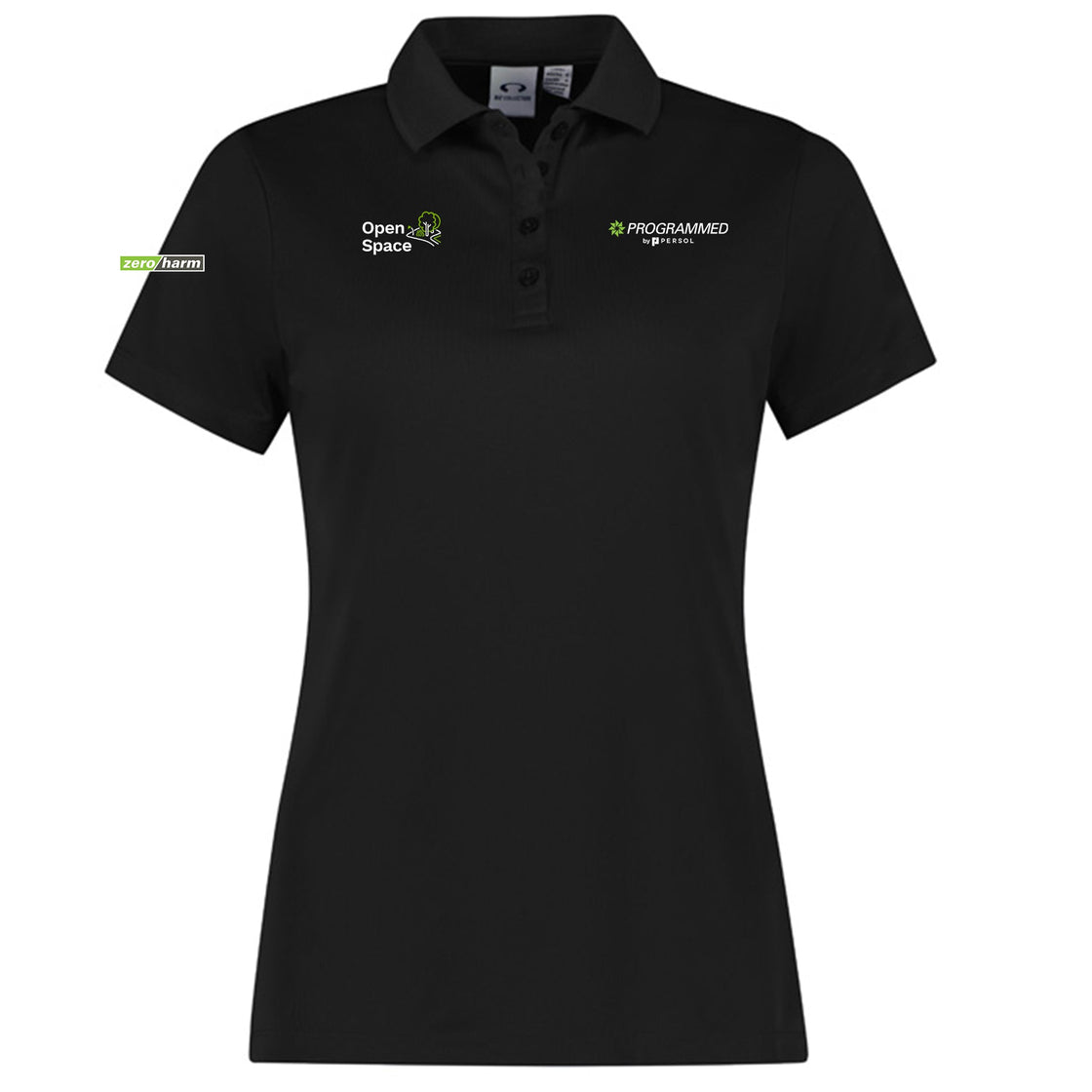WOMENS ACTION SHORT SLEEVE POLO - BLACK