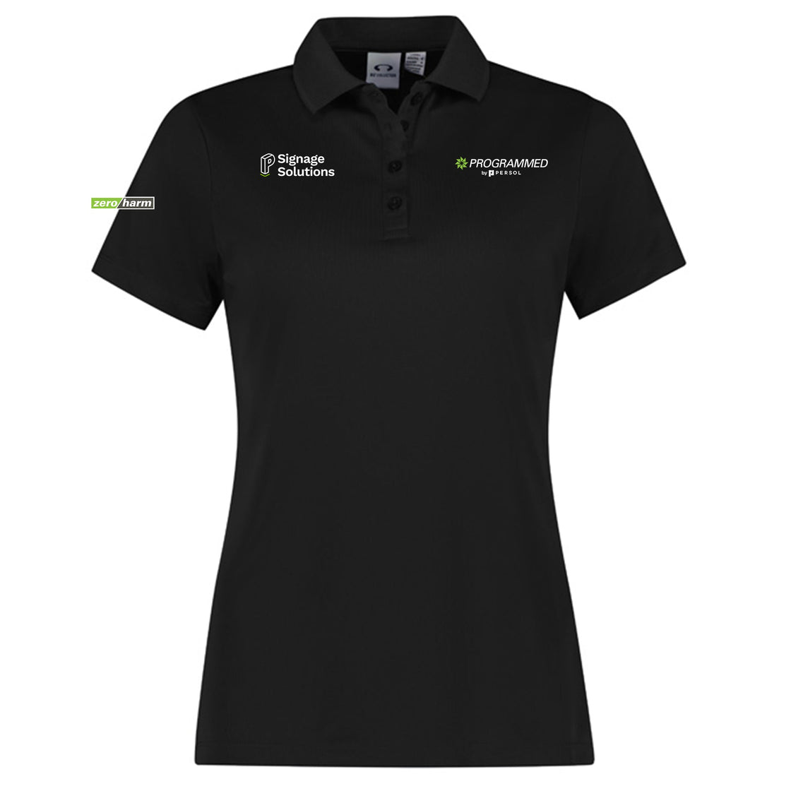 WOMENS ACTION SHORT SLEEVE POLO - BLACK