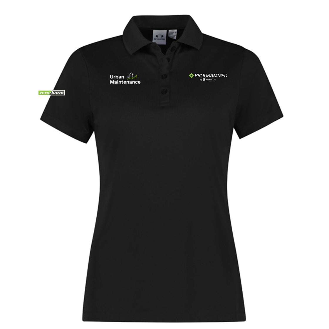 WOMENS ACTION SHORT SLEEVE POLO - BLACK