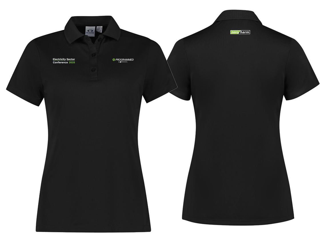 WOMENS ACTION SHORT SLEEVE POLO - BLACK