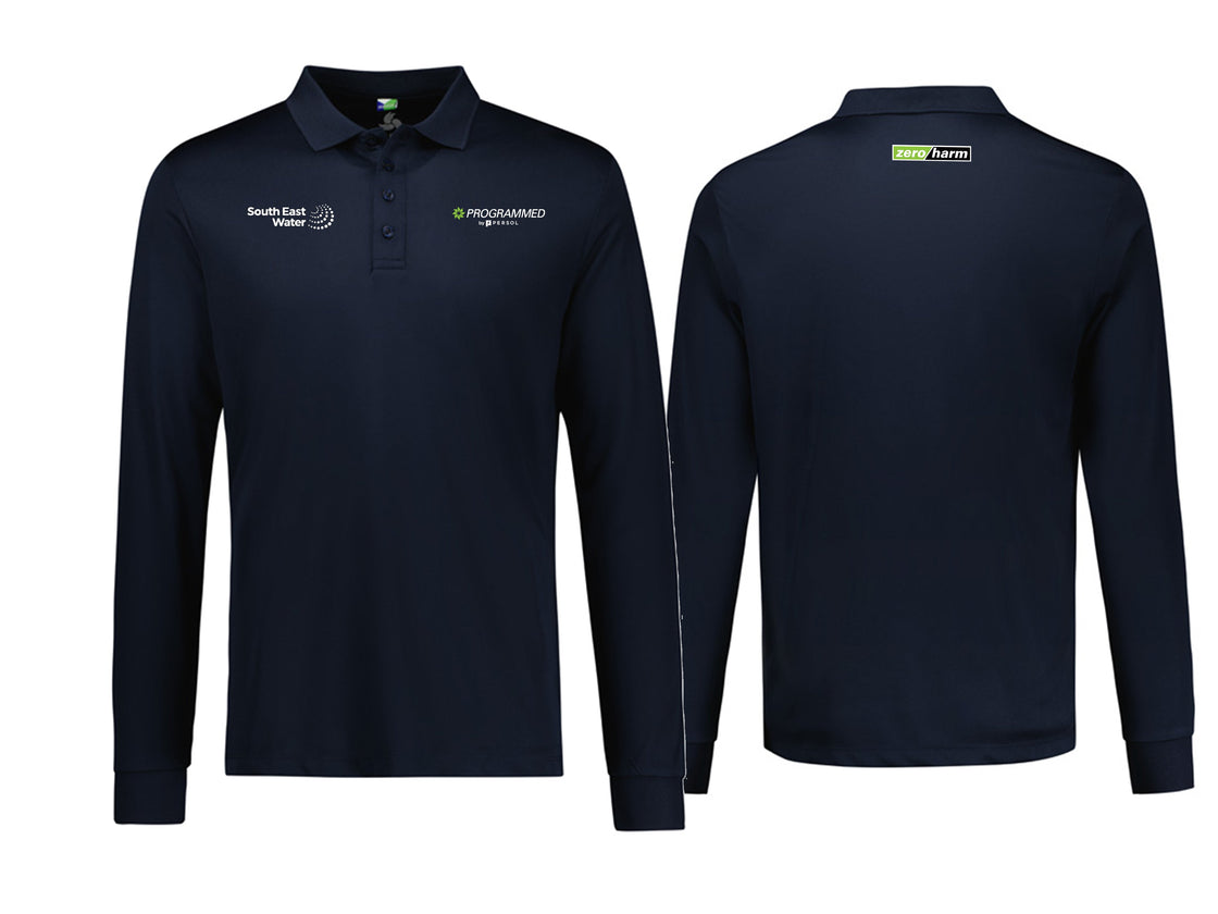 MENS ACTION LONG SLEEVE POLO - NAVY