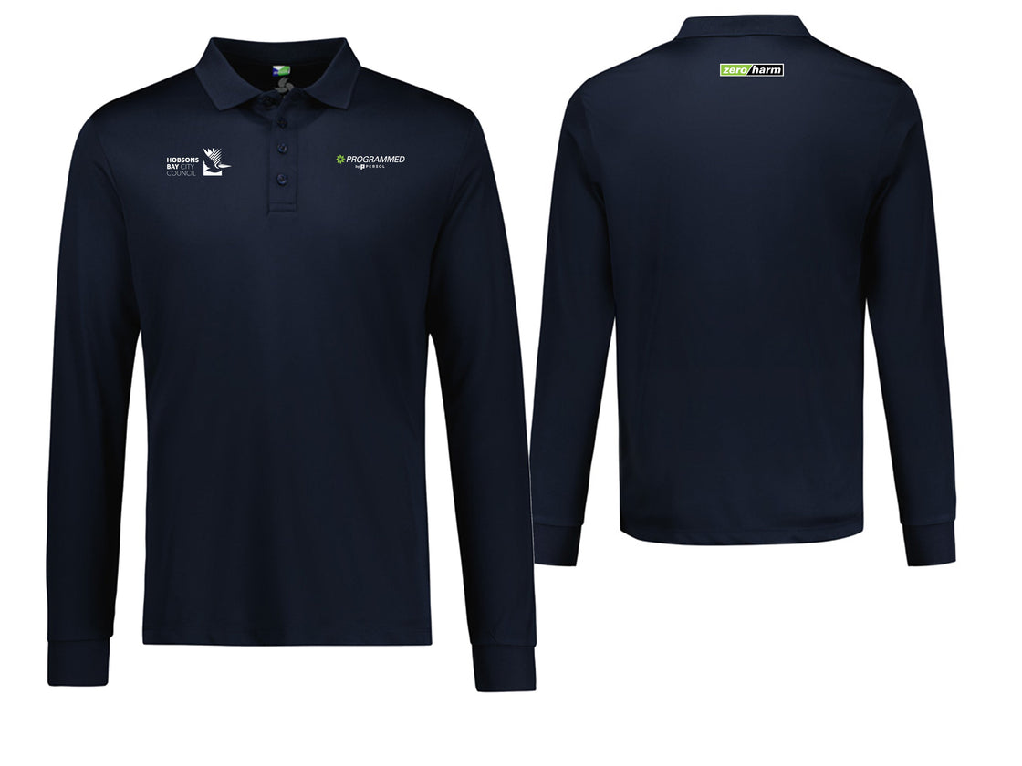 MENS ACTION LONG SLEEVE POLO - NAVY