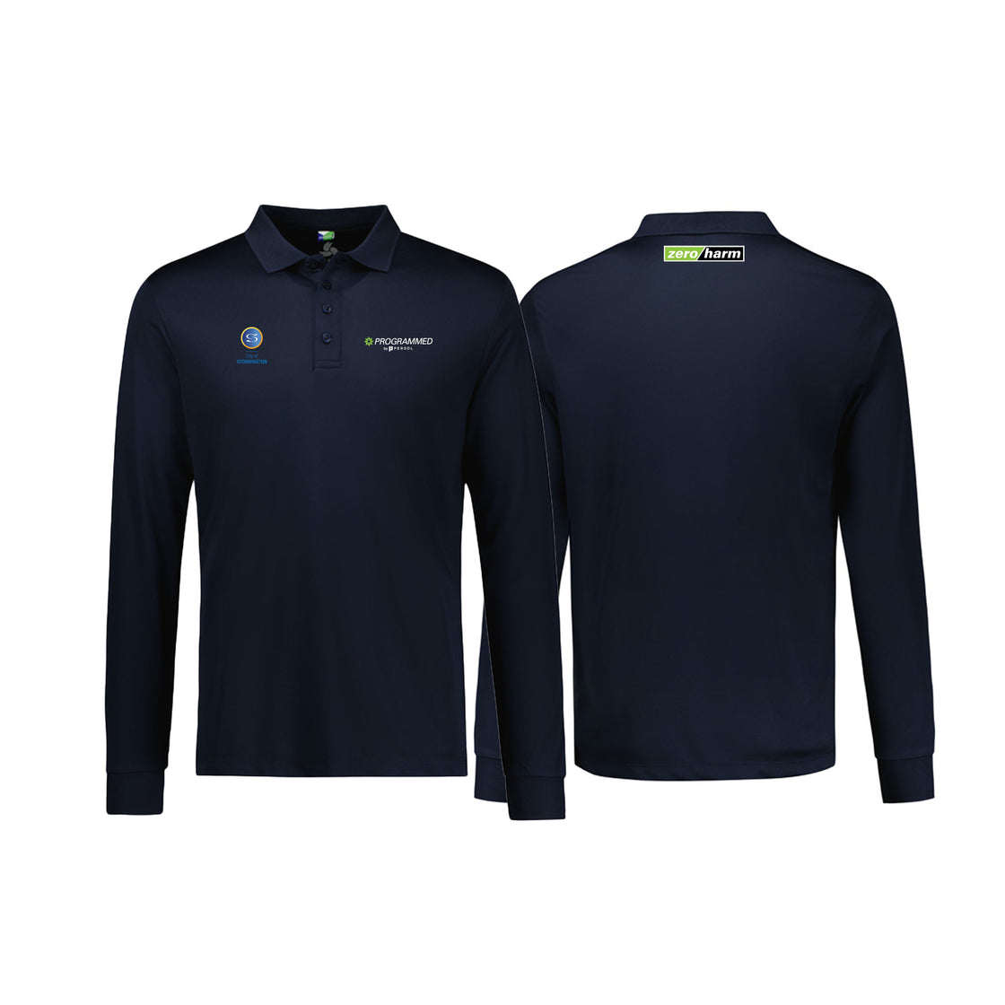 MENS ACTION LONG SLEEVE POLO - NAVY