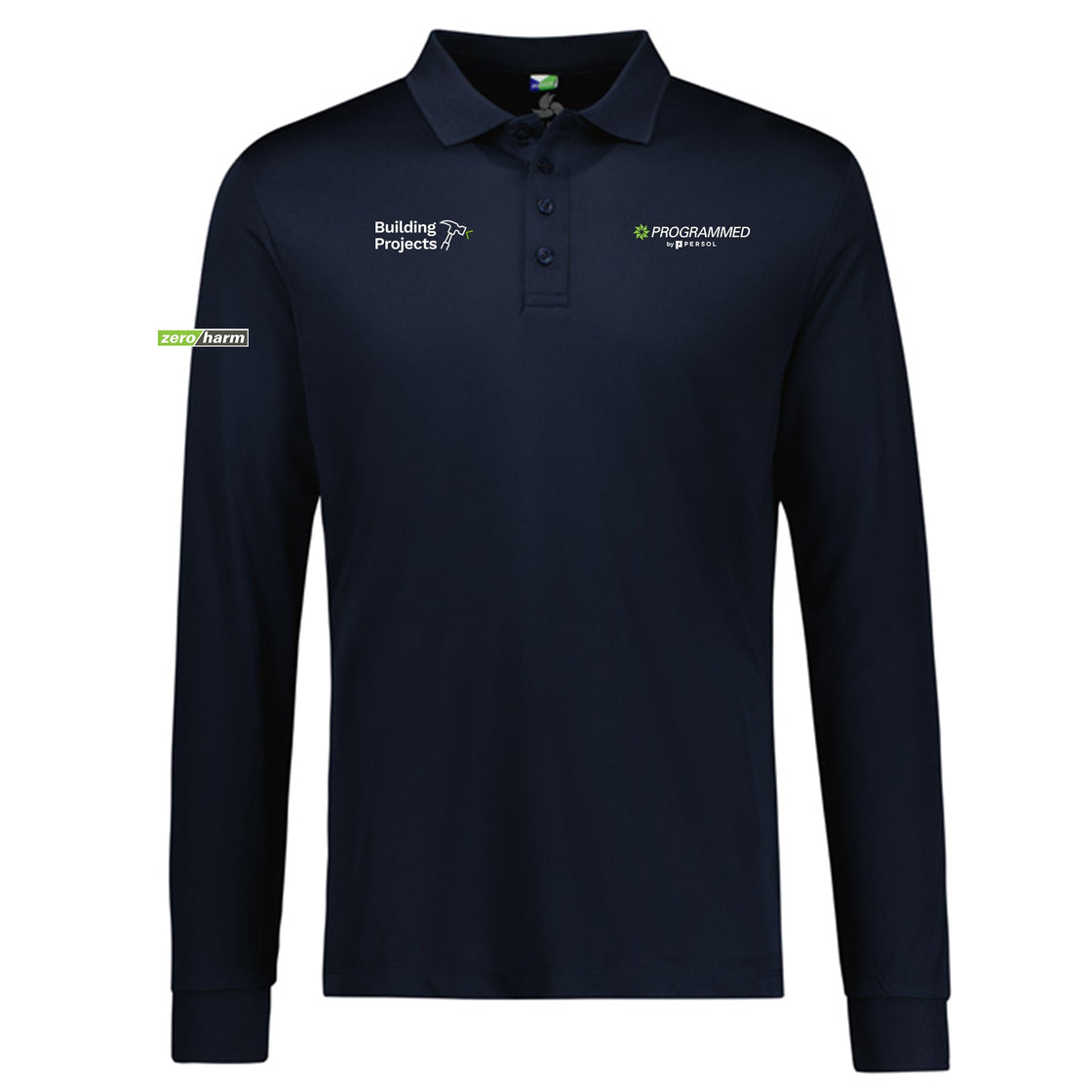 MENS ACTION LONG SLEEVE POLO - NAVY
