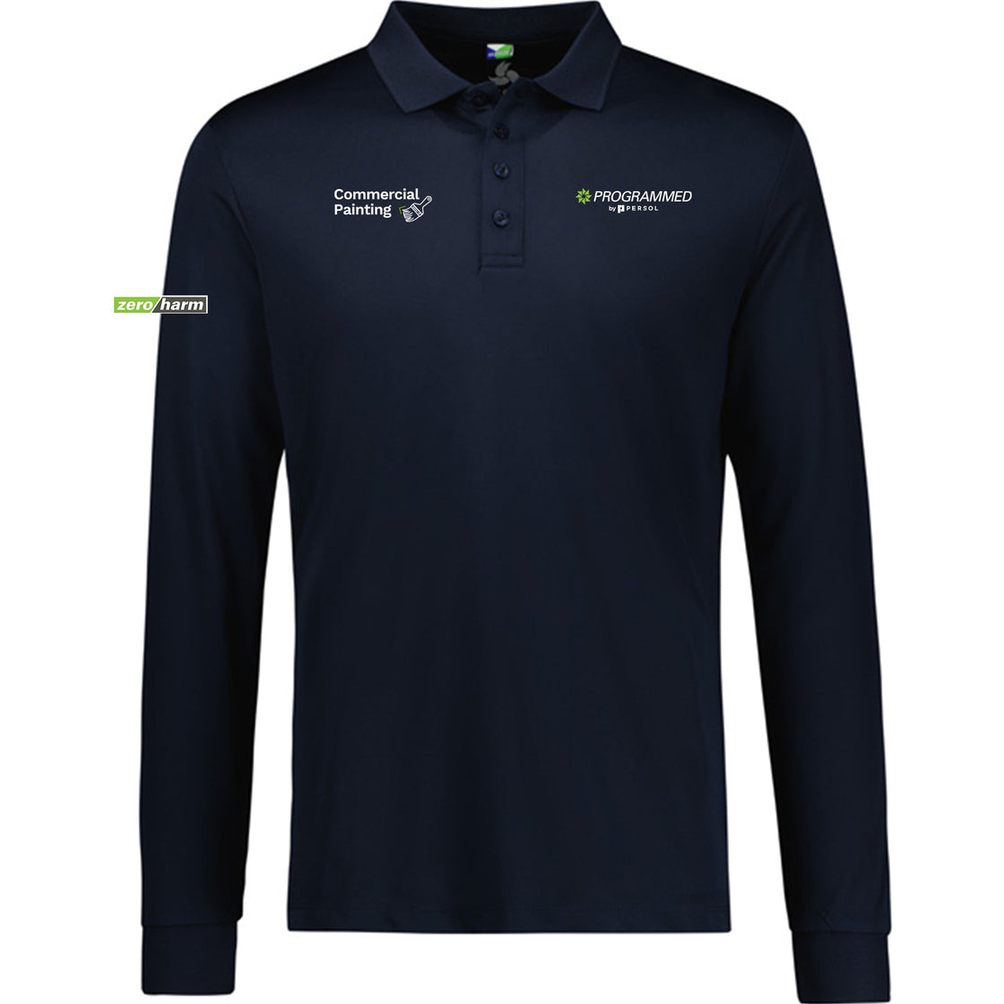 MENS ACTION LONG SLEEVE POLO - NAVY