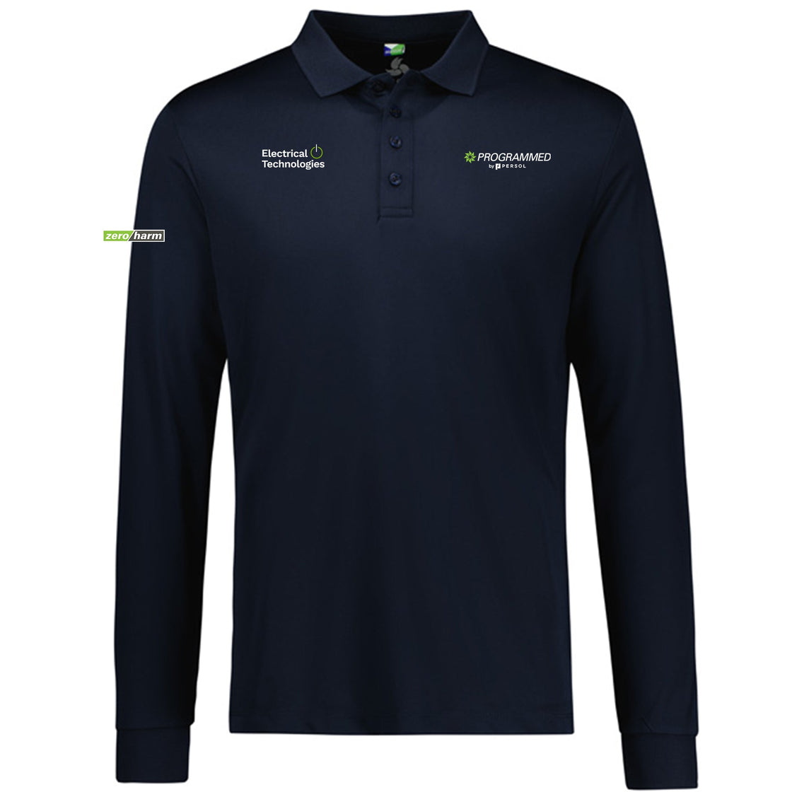 MENS ACTION LONG SLEEVE POLO - NAVY