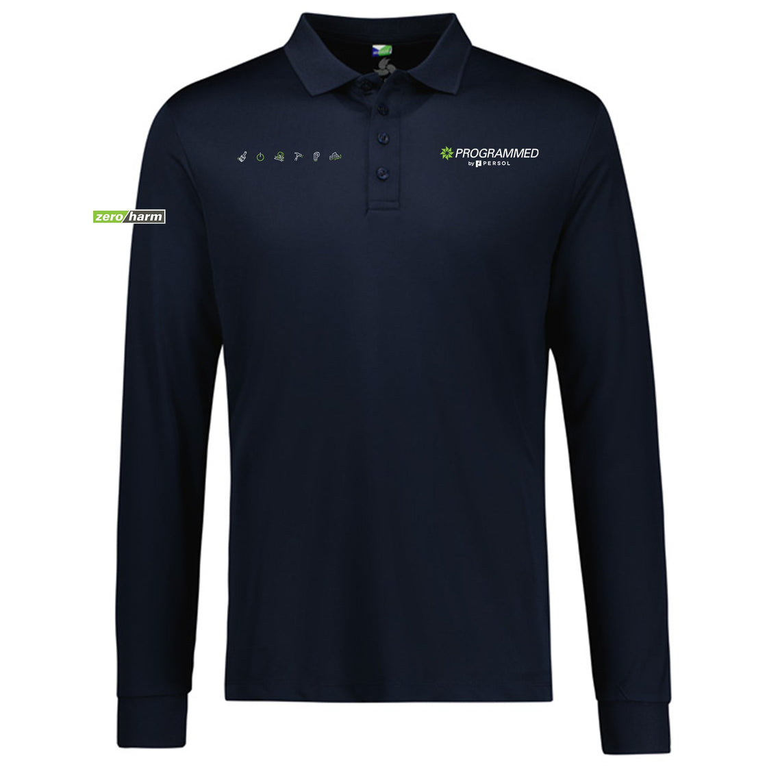 MENS ACTION LONG SLEEVE POLO - NAVY