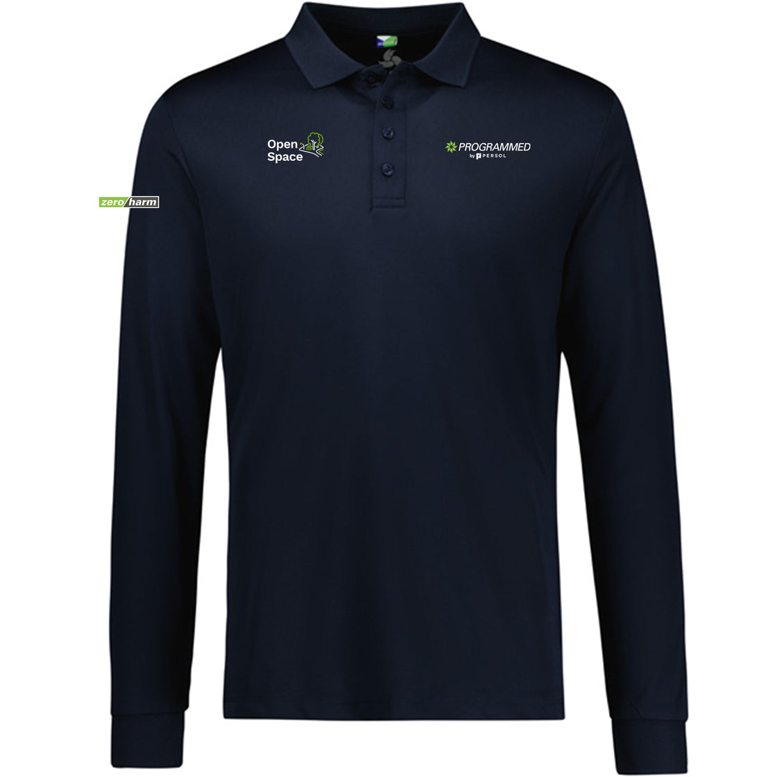 MENS ACTION LONG SLEEVE POLO - NAVY