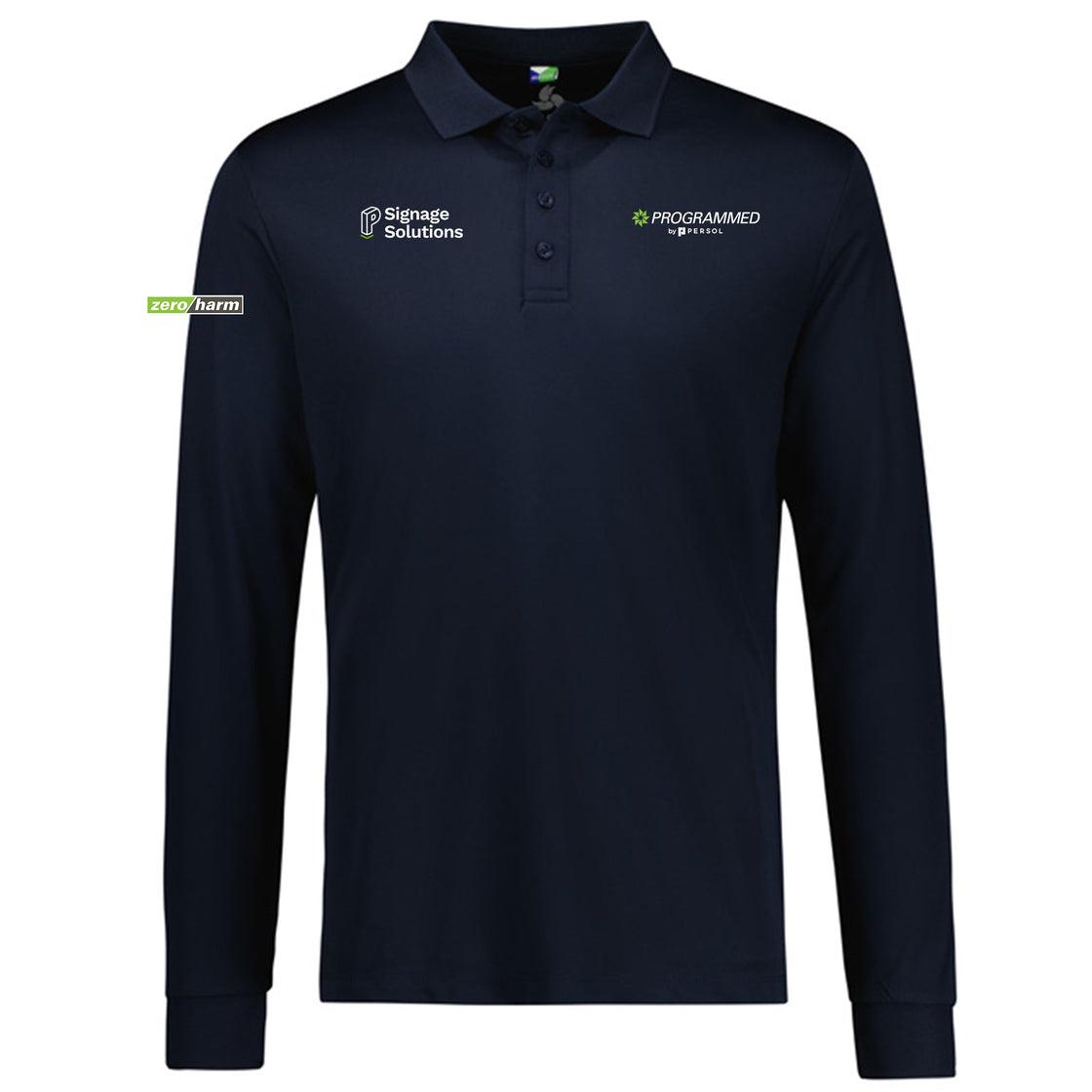 MENS ACTION LONG SLEEVE POLO - NAVY