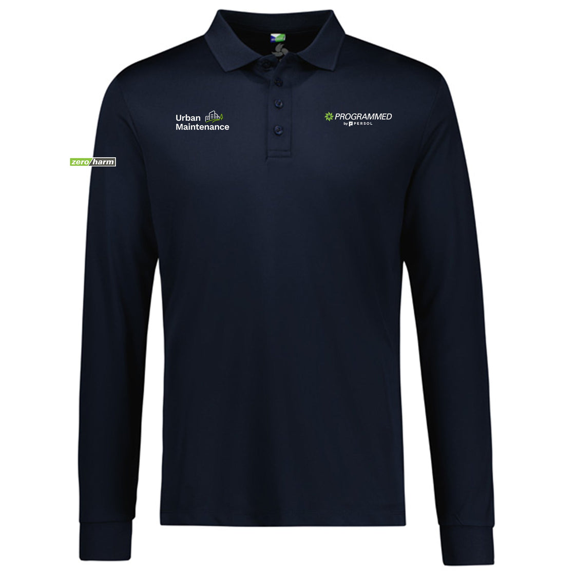 MENS ACTION LONG SLEEVE POLO - NAVY