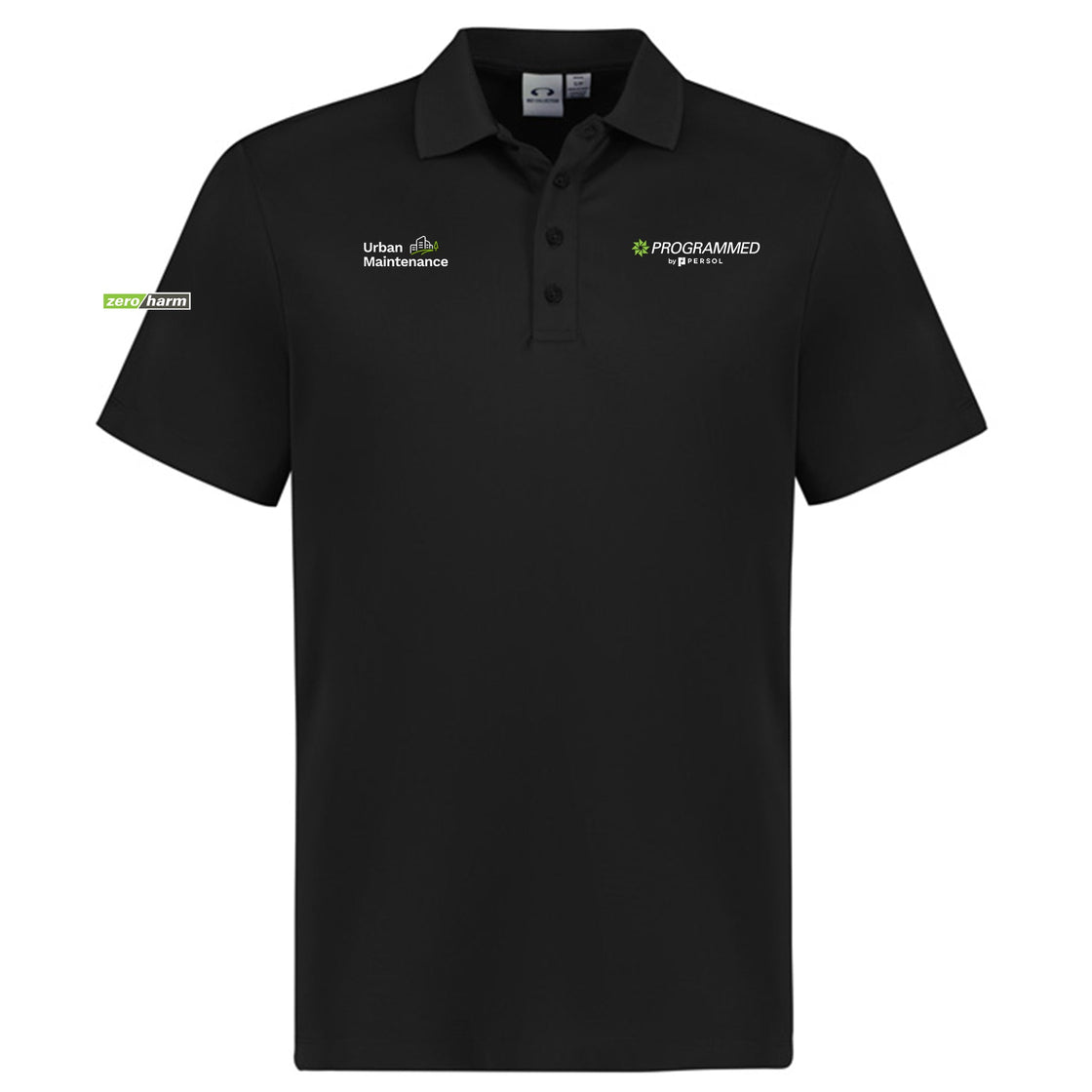 MENS ACTION SHORT SLEEVE POLO - BLACK