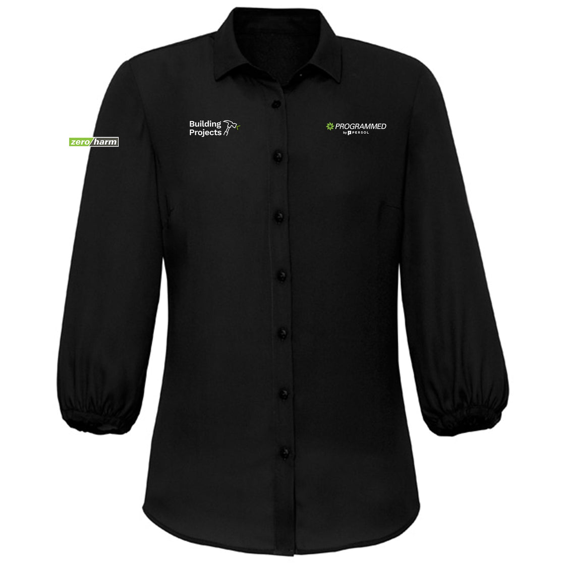 WOMENS LUCY 3/4 SLEEVE BLOUSE - BLACK