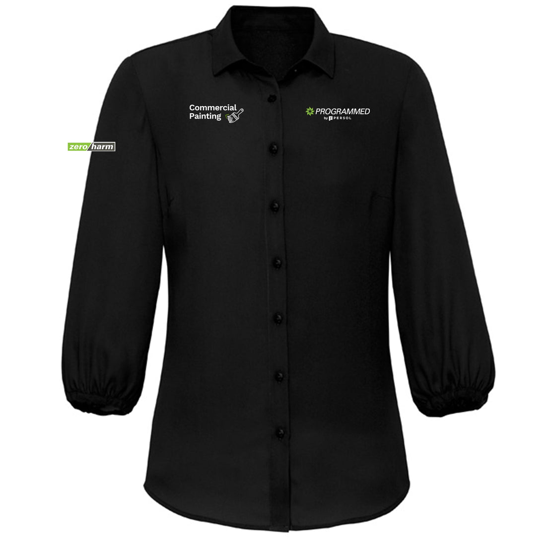 WOMENS LUCY 3/4 SLEEVE BLOUSE - BLACK