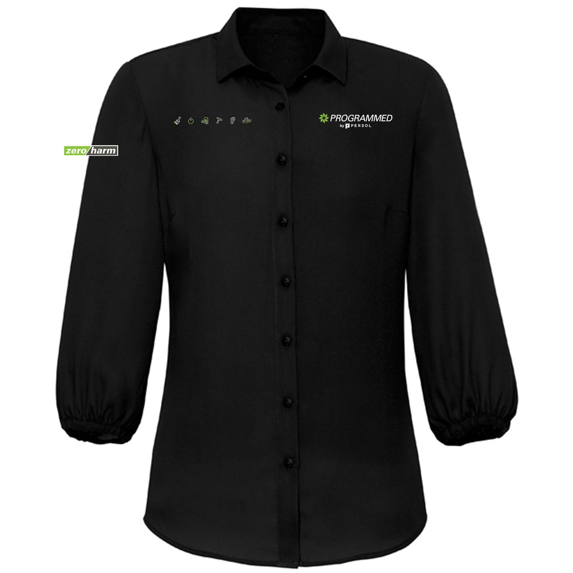 WOMENS LUCY 3/4 SLEEVE BLOUSE - BLACK
