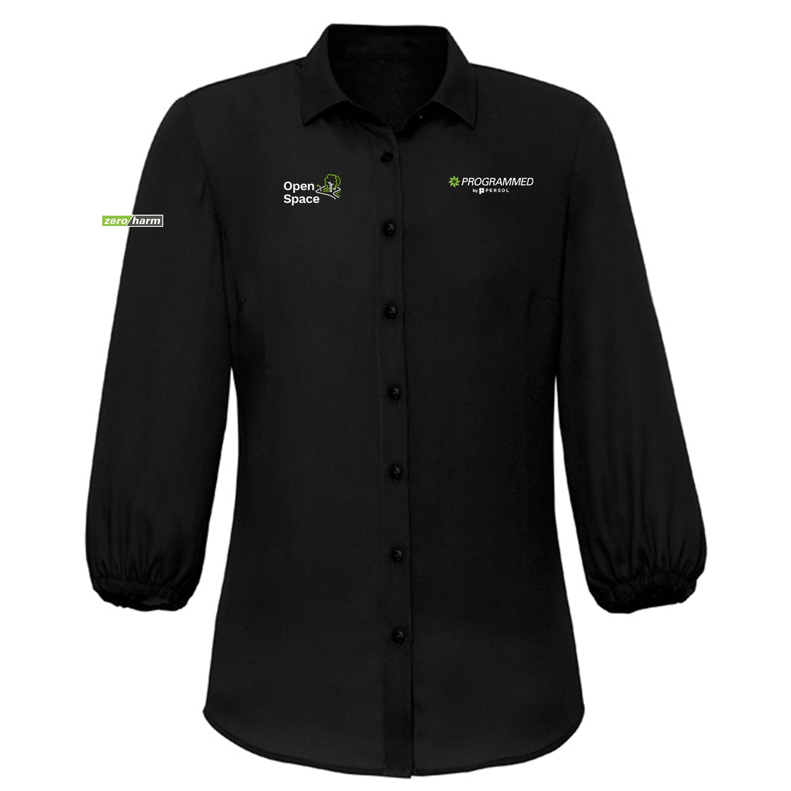 WOMENS LUCY 3/4 SLEEVE BLOUSE - BLACK