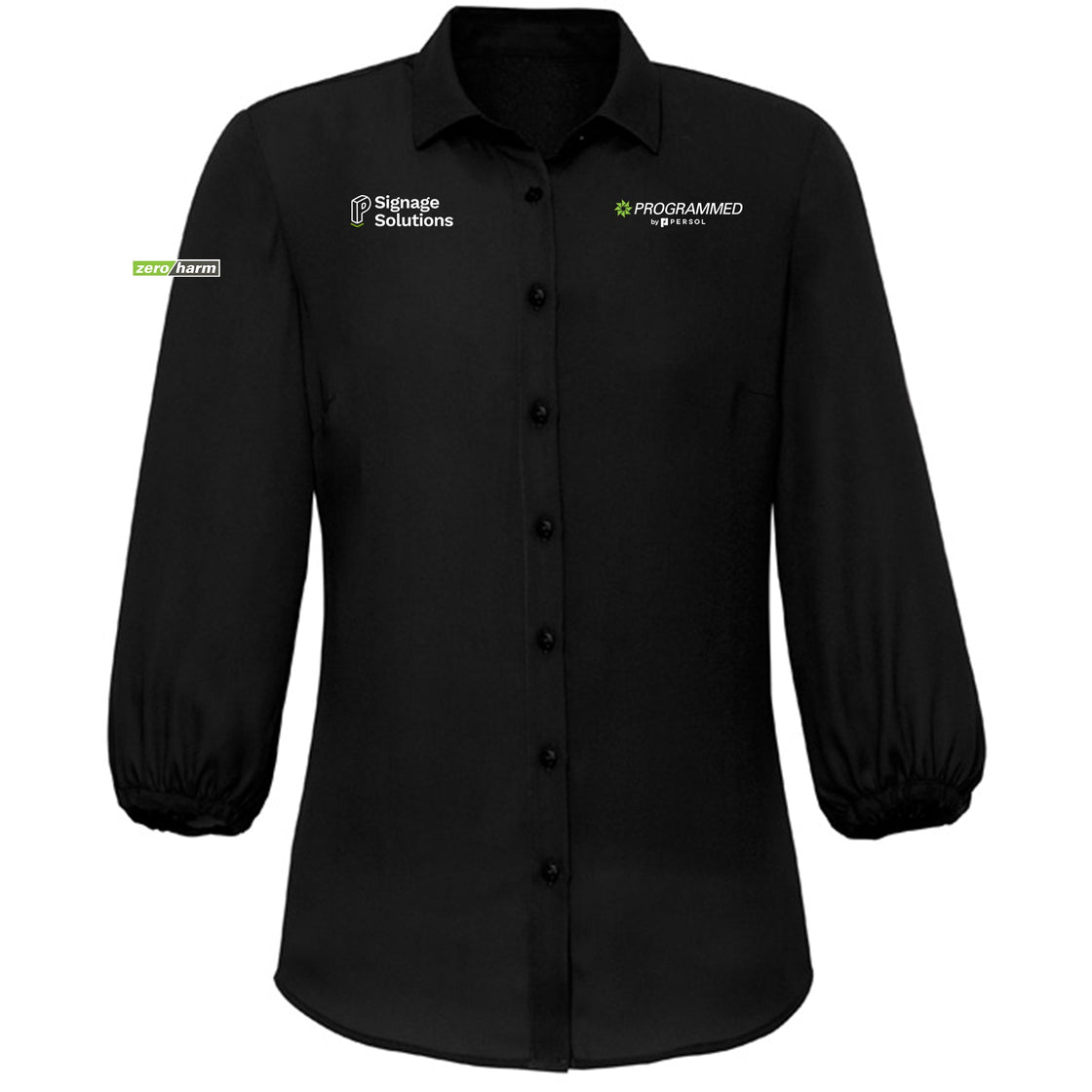 WOMENS LUCY 3/4 SLEEVE BLOUSE - BLACK
