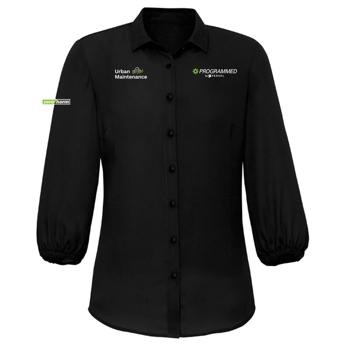 WOMENS LUCY 3/4 SLEEVE BLOUSE - BLACK