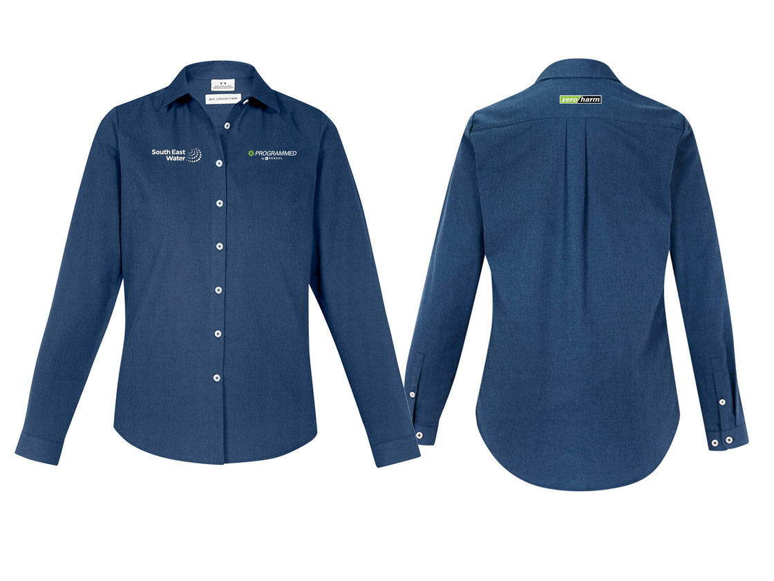 WOMENS MEMPHIS LONG SLEEVE SHIRT - MINERAL BLUE