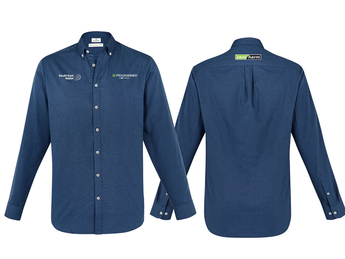 MENS MEMPHIS LONG SLEEVE SHIRT - MINERAL BLUE