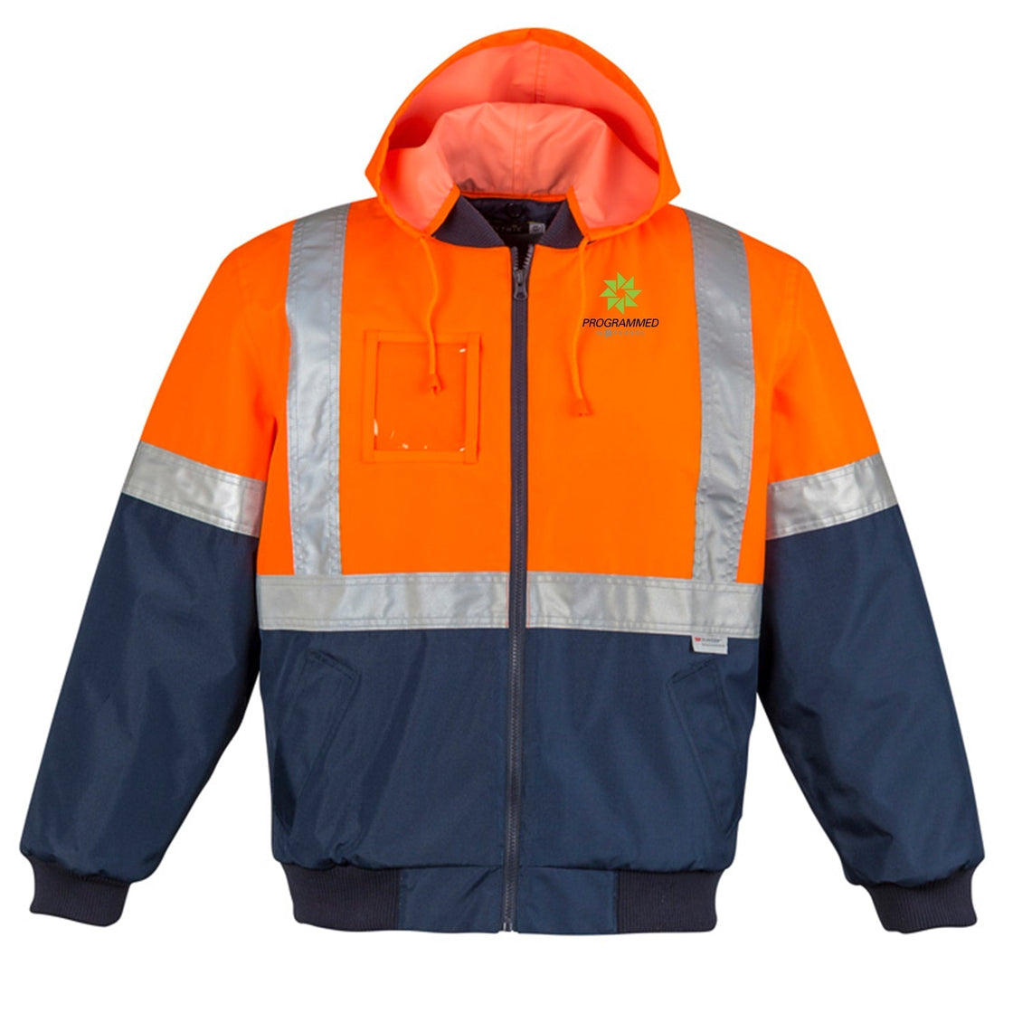 MENS HI VIS QUILTED FLYING JACKET - ORANGE/NAVY