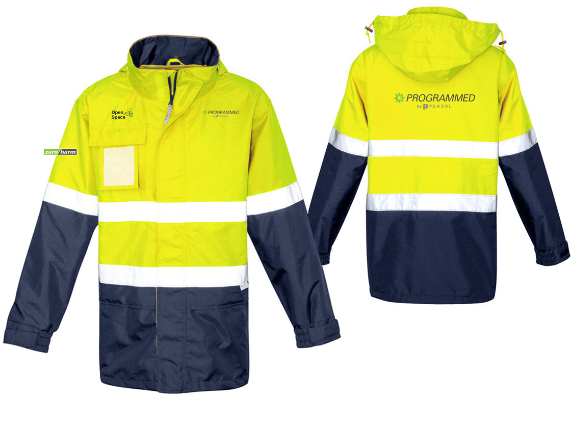 MENS HI VIS ULTRALITE WATERPROOF JACKET - YELLOW/NAVY