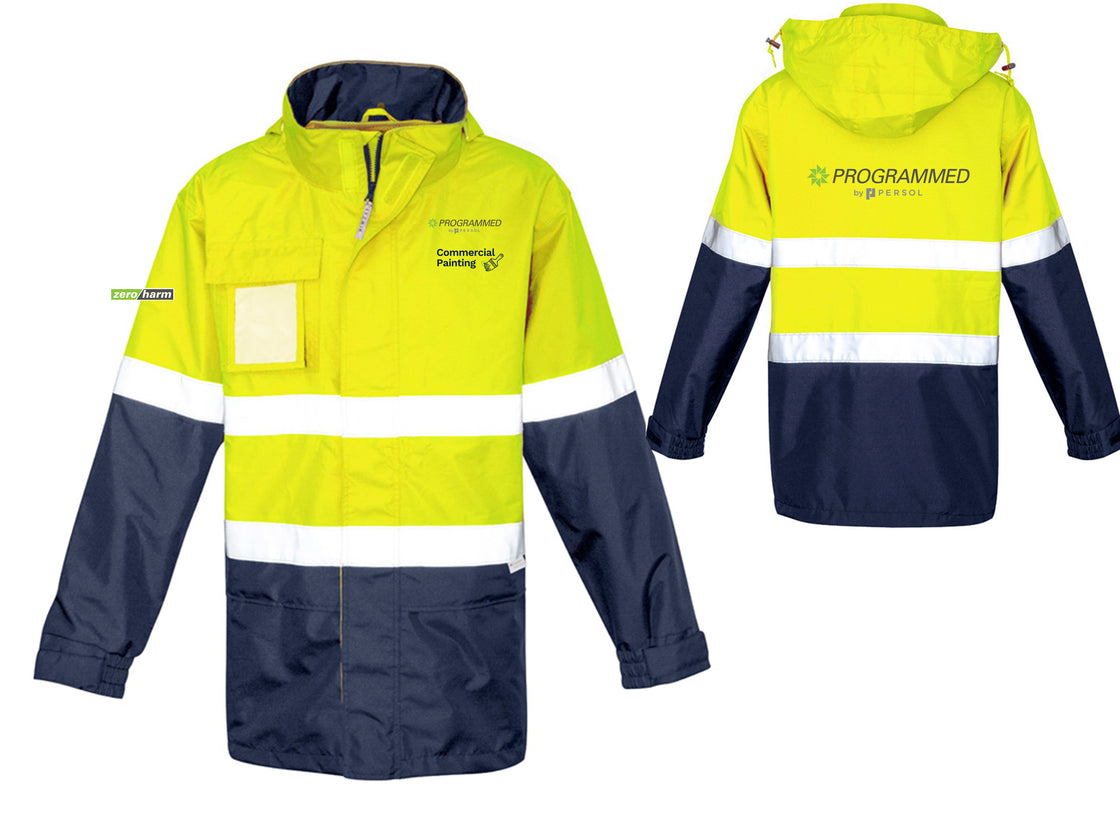 MENS HI VIS ULTRALITE WATERPROOF JACKET - YELLOW/NAVY